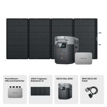 ECOFLOW 2 x 400W Rigid Solar Panel + Delta Max (2000) + Micro Inverter 800W