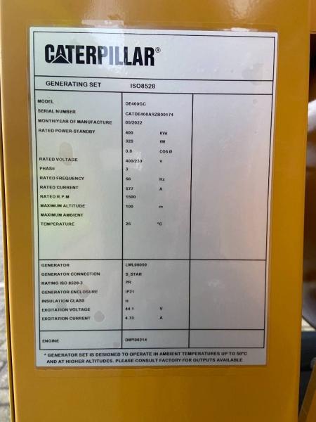 Caterpillar DE400GC 400 kVA 320 kW